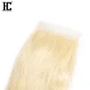 I più venduti # 613 Fasci di capelli biondi con chiusura in pizzo 8A Fasci di capelli brasiliani di visone con chiusura 3 pacchi di capelli peruviani lisci di seta