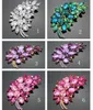 7.5 * 5 cm Size Accessori di modo Piccolo fiore viola Flower Cluster foglia Resina Rhinestone Spilla spilla per nozze DB Bridal