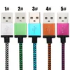 Nylon Fabric Braid USB-kablar för typ C koppar vävda synkroniseringsdata MIRCO USB-kabel för Samsung Universal mobiltelefoner med OPP-väska