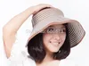 Summer Striped Roll Up Wide Brim Sun Visor Hat Foldable Women Beach Straw Hat 10pcs/lot Free shipping