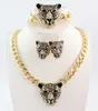 Women Gold Plated Leopard Crystal Necklace/Bracelets/Earring Jewelry Set