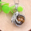 whole 20Pcs Classic Silver Plated Chain Mixed Stone Dragon Claw Round Beads Pendant Necklace Jewelry3962900