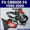 Personaliseer Black Red Inbecion Fairing Kit voor 1999 2000 HONDA CBR600 F4 FUNDINGS CBR 600 F4 volledige kuipits
