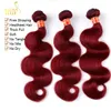 Burgundy Brasilianska Virgin Hair Weaves Bundlar Vin Röd 99J Brazilian Virgin Hair Body Wave 3pcs Tangle Gratis Remy Human Hair Extensions Weft