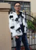 Wholesale- S/3Xl Mens Hooded Large Size Faux  Fur Skull Printing Casual Winter And Autumn Fur Jackets Patchwork Male Outwears Clothes C3