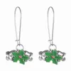 Creative 48mm Long Earrings Fashion Christmas Bells Green Leaves Alloy Enamel Ms. Ring Earrings 30 pairs free shipping