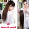 7a Human Hair Ponytail peruk 4 # Medium Brown 100% Remy Ponytail Mänsklig hårförlängning 100g / st Clip In Hair Extensions