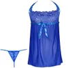 Wholesale- Women's Sexy Lace Babydoll Sleepwear Halter Nightgown Dress Nightwear + G-String