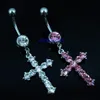 YYJFF D0192 (1 Färg) Cross Style 018-01 Belly Button Navel Rings with Clear Stones Body Piercing Smycken