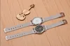 Mode genève montres ceinture en maille dorée montre pour femmes hommes robe horloge chiffres romains cadran maille acier bande dames montres-bracelets