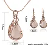 Bruiloft sieraden sets nieuwe mode rose goud gevuld opaal kristal pauw ketting oorbel set voor vrouwen db