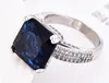 10 Pieces 1 lot LuckyShine Square Citrine Blue Topaz Crystal Cubic Zirconia 925 Sterling Silver Rings Sets Women Christmas Holiday Gift
