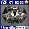 Röd silverkropp för Yamaha 2002 2003 YZF R1 Fairings Set Injektionsgjuten kit 02 03 R1 Fairing Kits ABS Bodywork 27rD