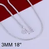 Cena fabryczna 925 Sterling Silver Wąż Łańcuch Naszyjnik 3mm 16-24 cali Classic Moda Biżuteria Najwyższej Jakości Darmowa Wysyłka