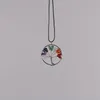 Albero della vita Ciondolo cerchio creato 7 Chakra Pietra di cristallo Albero della vita Ciondoli Reiki Healing Charm Gioielli Ciondolo in pietra naturale per le donne