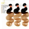 4PCS OMBRE BRAZILIAN BODY WAVE VIRGIN HOAR HAIR WEAVE BUNDLES 2 Two Tone 1B27 Honey Blonde Ombre Brazilian Human Hair Extension7095582