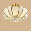 Indian Traditional Flower Copper Restaurant Ceiling Light Glass Lampshade Living Room Gallery Ceiling light Dining Room Light