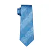 Mens Hankerchief Cufflinks Set Blue Paisely Jacquard Woven Tie Set Business Work Formal Meeting Leisure N-0566304D