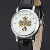 2022 winner fashion female leather elegant business skeleton mechanical self wind military wrist women watch gift clock