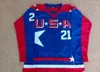 빈티지 팀 USA Mighty Ducks D2 영화 하키 96 Charlie Conway 44 Fulton Reed 21 Dean Portman Jerseys 스티치 저렴한 레드 블루 얼터네이트