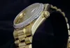 Relógios masculinos de moda de luxo de alta qualidade ouro amarelo 18k com mostrador de diamante relógios bisel automático relógio masculino feminino relógio de pulso multiestilo