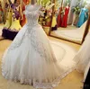 Newest Ball Gown Sparkling Wedding Dresses Luxurious Crystal Beaded Custom Made Bridal Gown Spaghetti Sexy Chapel Train Lace Applaiques