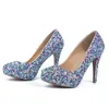 새 Closed Toe Platform 웨딩 파티 신발 무료 배송 여성 신발 Sapatos Femininos Mixcolor Crystal Lady Prom 하이힐