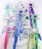 Snowflake ribbon wands crown set fairy wand kids girl Christmas party snowflake gem sticks magic wands headwear props decoration colorful