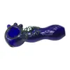 Niebieska szklana łyżka łyżka z dołączoną żabą: rura ręczna mocnej miski