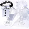 Wedding Wine Bottle Glasses Champagne Cup Cover Set Bride & Groom Cute