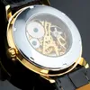 Relojes de Marca Hombre Lujo Zwycięzca Zegarek Złot Gold Skeleton Ręka Watche Mechaniczne zegarki skórzany pasek zwyczajny na rękę