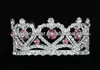 Partihandel-Partihandel Flower Girl / Baby Heart Crystal Full Circle Round Pink Mini Crown Tiara CT1777