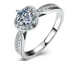 Anelli con diamanti sintetici da 1 ct Design classico Elegante anello nuziale in argento 925 Regalo festival per amante Gioielli da sposa certificati
