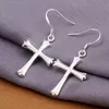 Nuovissimi orecchini a croce placcati in argento sterling DFMSE305, orecchini da donna in argento 925 con lampadario pendente fabbrica diretta