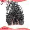 Brazylijski Dziewiczy Włosy Splot Kup 3 Zabezpieczenie Curly Get 1 PC Top Zamknięcie (4 * 4) Bezpłatne / środkowe / 3 Częściowe Rozszerzenia włosów Great Remy Factory Outlet