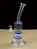 Dos funciones Doble Disco de vidrio Bubbler Bent neck Bongs de agua de vidrio con Honeycomb y Whirl Perc Smoking Water Pipe con accesorio completo