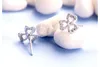 925 Sterling zilveren oorbellen mode-sieraden hartvormige gelukkige klaver kristal blink knipperen stud oorbel voor vrouwen meisjes hoge kwaliteit