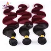 Ombre Virgin Hair Bourgondië Braziliaanse Virgin Hair Extension 4 Bundels Gemengde Lenggen 12 "-26" Ruwe Peruaanse Maagd Haar Body Wave Hair Weven