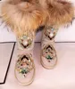 Vintage Rhinestone Fox Kürk Gelin Ayakkabı Zincirleri Kadınlar Düğün Ayakkabı Yüksek Kaliteli Ayak Bileği Uzunluk Çizmeler Kış Sıcak Giyim