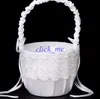 Lace Pretty Girl Boy Flower Basket För Bröllop Handgjorda Bröllop Ceremony Party Favoriter levererar Ribbon Girl's Golwer korgar