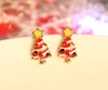 Julgran Stud Örhängen Korea Fashion Exquisite Diamond Cute Christmas Gift 20mm 5G Alloy + Enamel Rhinestone