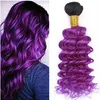 Ombre Viola Virgin Capelli Umani Peruviani Fasci Onda Profonda Radice Scura 1B Viola Ombre Virgin Remy Capelli Umani Tesse Estensioni 3 Pz / lotto