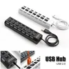 Portable Universal Black White USB 2.0 Multi-Port Socket 7 Portar USB Hub Laptop PC Snabb Laddning Laddare / Station Office Present