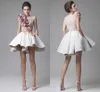 New Krikor Jabotian Short Cocktail Dresses Striking Ruffles 3D Handmade Floral Appliques Party Dresses Evening Modest Stylish Vestidos