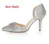 Gümüş Rhinestone Topuklu Sivri Burun Bling Külkedisi Ayakkabı Boyutu 40 41 8 cm Gelin Elbise Ayakkabı Gece Kulübü Kristal Kadın Balo ayakkabı
