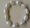 Wholesale Hot Ms. 11-12mm white Baroque large particles profiled natural pearl bracelet 134