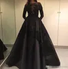 2024 Modest Zuhair Murad Formal Evening Celebrity Dresses Detachable Train Black Lace Long Sleeve Arabic Dubai Fashion Prom Party Gowns 080