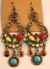 hot sales Vintage Tibetan Silver/Bronze Resin Gem diamond earrings Bohemia style jewelry mixed 25 style 25Pairs/lot