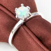 Luckyshine For Women Jewelry Vintage Round Fire White Opal Gems 925 Sterling Silver Plated Rings Xmas Gift Size 7-9