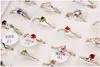 Helt ny mode koreanska smycken zircon solitaire ringar rhodium pläterade multi stilar mix storlek charms ring bra försäljning 10st
